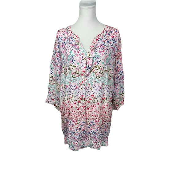 Woman Within Knit Top Blouse Plus Size 30/32 3X Multicolor Floral Pullover - Picture 1 of 10